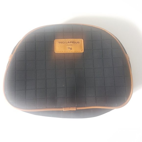 Vintage TED LAPIDUS Paris 3S Toiletry Cosmetic Bag Vinyl Faux Leather Taiwan - Picture 3 of 11